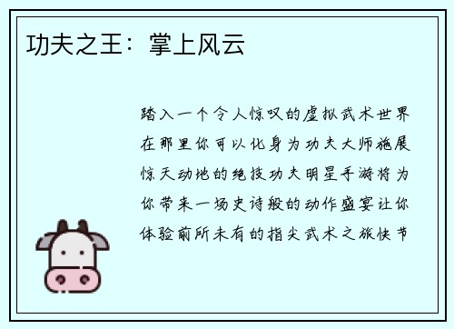 功夫之王：掌上风云